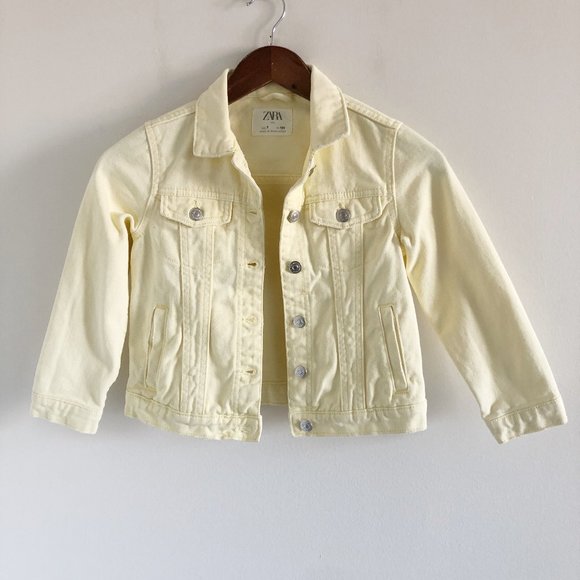 Zara Other - ZARA Yellow Jean Jacket 7 Kids 100% Cotton Pastel Spring
